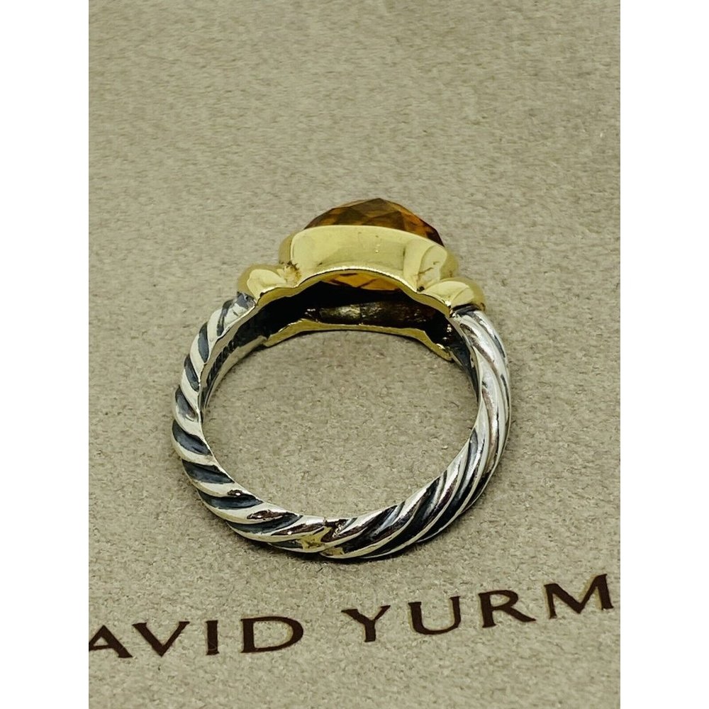David Yurman 14K Yellow Gold Sterling Silver Citrine Cable Ring Rare Shape SZ 5